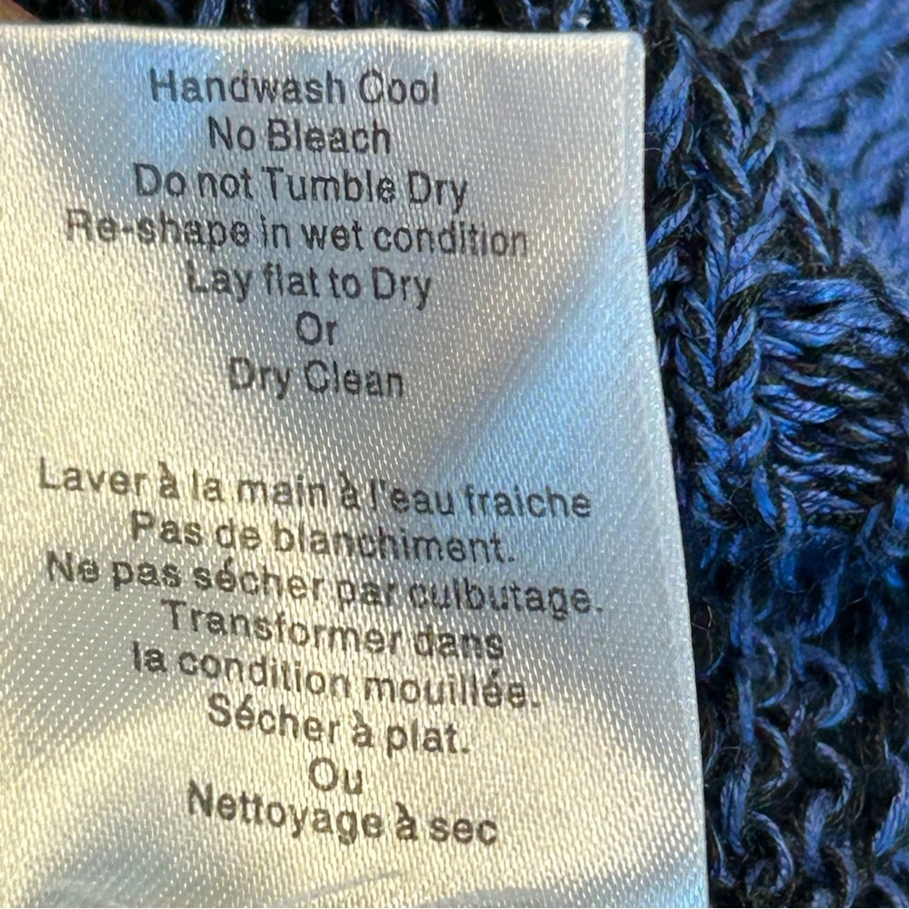 Aritzia T.Babaton blue black heathered knit short sleeve sweater linen silk Sz S - Picture 10 of 11